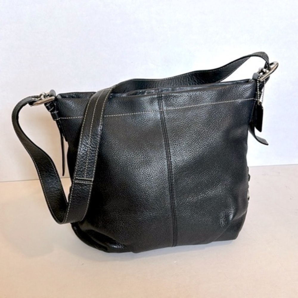 Coach Black Textured Leather Shoulder Hobo